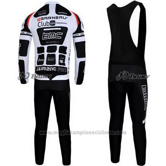 2011 Abbigliamento Ciclismo BMC Bianco e Nero Manica Lunga e Salopette